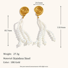 European And American Pearl Tassel Conch Stud Earrings