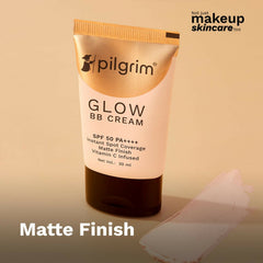 Crème BB Pilgrim Glow SPF 50 PA++++, couverture instantanée des imperfections, fini mat, enrichie en vitamine C - Almond Glow