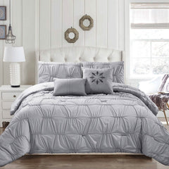 8-Piece Set: Solid Ruching Pintucked Oversized Comforter Set