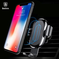 Support de recharge sans fil par gravité pour voiture, chargeur-support de recharge sans fil deux-en-un
