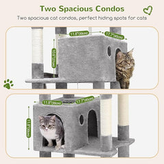 Globlazer Giant Cat Tree, 83 inch Cat Tree for Indoor Cats Large Adult, XXL Cat Tower with 9 Scratching Posts for 20lb+ Heavy Duty Large Adult Cats, F83, Light Grey