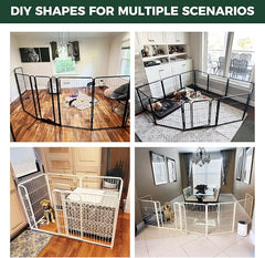 FXW Homeplus Unleashed Indoor Dog Playpen - Stress-Free and Safe Play, Heavy Duty 45 Inch 16 Wire Panels Dog Pen for Large Dogs, Black│Patented