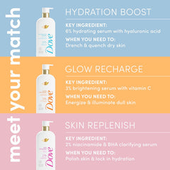 Dove Serum Body Wash Glow Recharge illuminates & Exfoliates skin with brightening Vitamin C Serum 18.5 Fl Oz