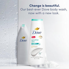 Dove Body Wash Sensitive Skin 4 Count Hypoallergenic, Paraben-Free, Sulfate-Free, Cruelty-Free, Moisturizing Skin Cleanser Effectively Washes Away Bacteria While Nourishing Skin 20 oz