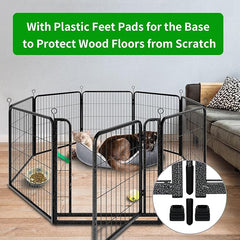 Dog Playpen Outdoor Extra Wide 8 Panels Heavy Duty Dog Fence 32" Height Anti-Rust with Doors Portable for RV Camping Yard, Total 21FT, 35 Sq.ft, Snowy Black