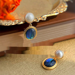 French Style Vintage Freshwater Pearl Earrings Ear Jewelry Abalone Shell Stud Earrings