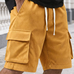 Short utilitaire en velours côtelé avec taille élastique et cordon de serrage