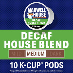 Maxwell House Decaf House Blend Medium Roast K-Cup Coffee Pods, 10 ct Box