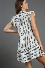 Full Size Ribbon Collared Mini Dress Elegant Plus Size Ruffled Dress