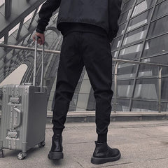 Pantalon cargo pour hommes, doublé en polaire, extra-épais, coupe ajustée, avec ourlets à cordon