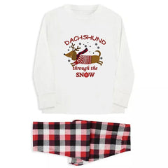 Parent-child Elk Pattern Plaid Pants Christmas Suit Long Sleeve