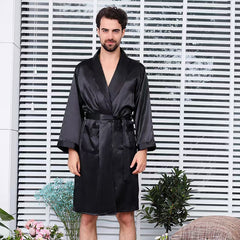 Short et chemise de nuit d’été en soie pour homme