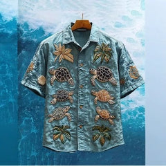 Chemise rétro pour homme à manches courtes et imprimé 3D