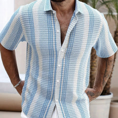 Camisa de playa casual para hombre, corte entallado, con estampado 3D y manga corta