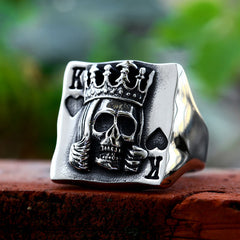 Stainless Steel Ring Cast Design Featuring A Skull And Cross