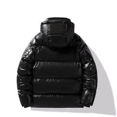 Loose-fitting Black Gold Cotton-padded Hooded Down Jacket