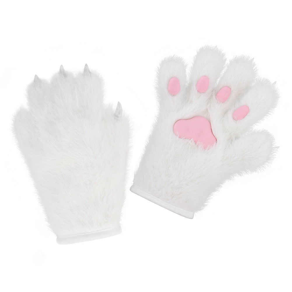Guantes de pata de gato hechos a mano, de felpa, con almohadilla de carne y accesorios de palma de gato