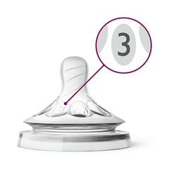 Philips Avent Natural Bottle Nipple 3 Holes - 3 Months+ | 2-Pack