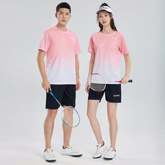 Ensemble de sport décontracté à dégradé, T-shirt à manches courtes et vêtements à séchage rapide pour la course