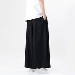 Pantalon ample grande taille pour homme en coton et lin, style chinois