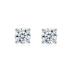 S925 Sterling Silver Moissanite Stud Earrings, 0.5&2ct D-VVS1 4-Prong Basket Pave With Screw Backs, GRA Certificate Gift Box