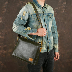 Mens Large-Capacity Leather Shoulder Bag