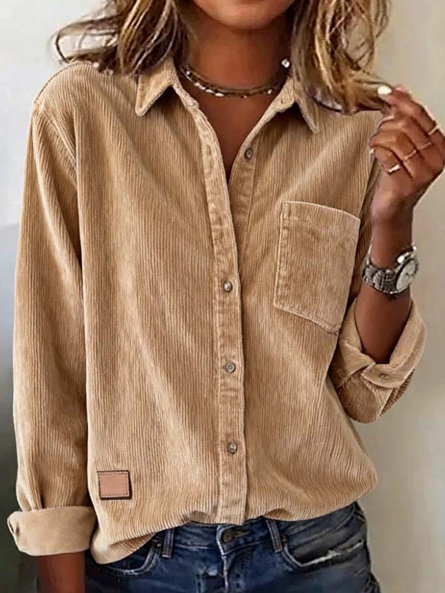 Chemise cardigan ample pour femme, à manches longues et boutonnée