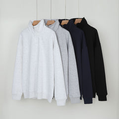 Sweat à capuche haut de gamme pour femmes, col montant et demi-zip
