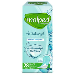 Molped Antibacterial Daily Sanitary Pads - Thin, Odor Control, 28 Count - Women's Hygiene Products