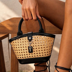 Handwoven Rattan Hollowed-Out Holiday Handbag