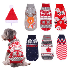 Pull tricoté à col roulé de Noël pour chiens