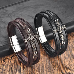 Retro Multi-layer Stainless Steel Creative Cross Bracelet