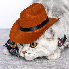 Sombrero vaquero occidental de paja para gatos