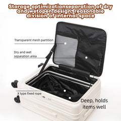 Front Opening Expandable Carry On Luggage, Large And Medium Sized Cabin Bag, Made Of Alloy Material, TSA Lock, USB Charging Port, Foldable Cup Holder