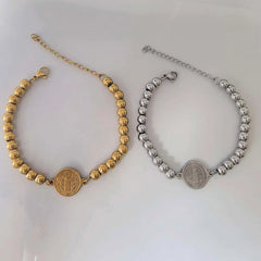 Stainless Steel Religious Series Beaded Bracelet