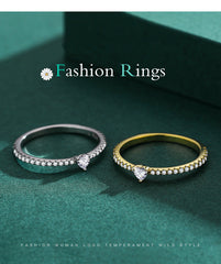S925 Sterling Silver Light Luxury Simulation Diamond Heart-shaped Love Simple Wild Ring