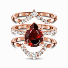 European And American-style Rose Gold Ring With Imitation Garnet