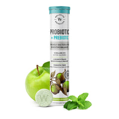 Wellbeing Nutrition Probiotiques + prébiotiques - Comprimés effervescents, arôme pomme verte et menthe
