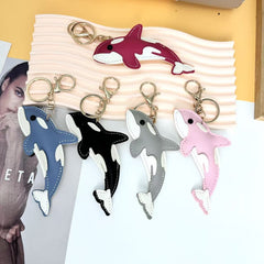 Nouveau porte-clés en forme d'animal marin, requin en cuir PU