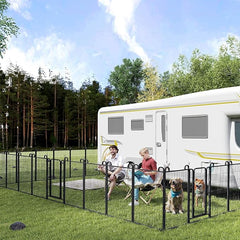 Dog Playpen Outdoor 24 Panels Heavy Duty Dog Fence 47" Height Anti-Rust with Doors Portable for RV Camping Yard, Total 54FT, 227 Sq.ft, Snowy Black