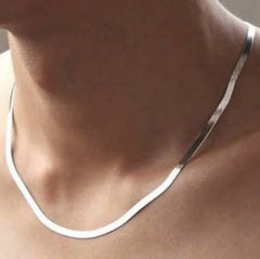 .925 Solid Sterling Silver Flat Snake Link Chain