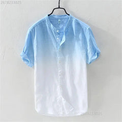 Breathable Comfortable Resort-style Ombre Short-sleeve Shirt