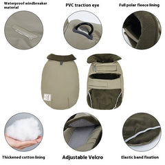 Gilet chaud coupe-froid en coton rembourré pour chien, col montant et revers, couleur unie