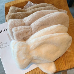 Guantes de felpa gruesa y cálida para mujer, con dedos de felpa, sencillos