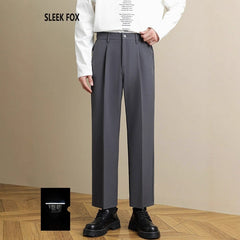 Pantalones de traje casuales para hombre, de corte recto y caída fluida