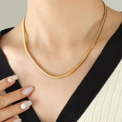 Stainless Steel Flat Snake Chain Necklace For Women