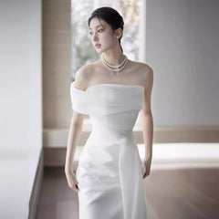 Robe de mariée légère française à épaules dénudées