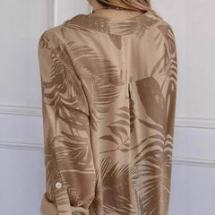 Blouse décontractée à coupe ample, manches longues, imprimé et poche à sequins
