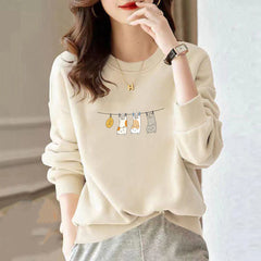 Damen Herbst/Winter Designer Rundhals-Sweatshirt für einen stilvollen warmen Look