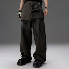 Pantalon de travail à coupe droite avec effet superposé